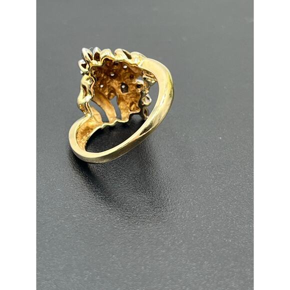 10K Yellow Gold Diamond Cluster Designer Estate 3.6g Vintage Style‎ Ring Sz 7.25 - Picture 8 of 11